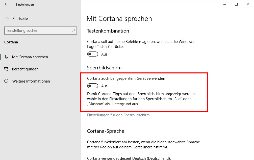 Cortana aus Taskleiste ausblenden