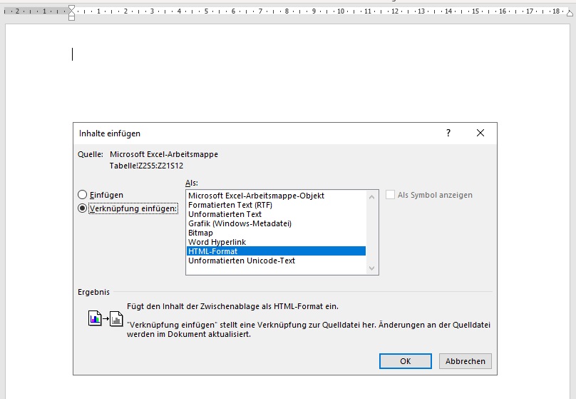 Einfach und schnell Tabellen und Diagramme aus Excel in Word einfügen