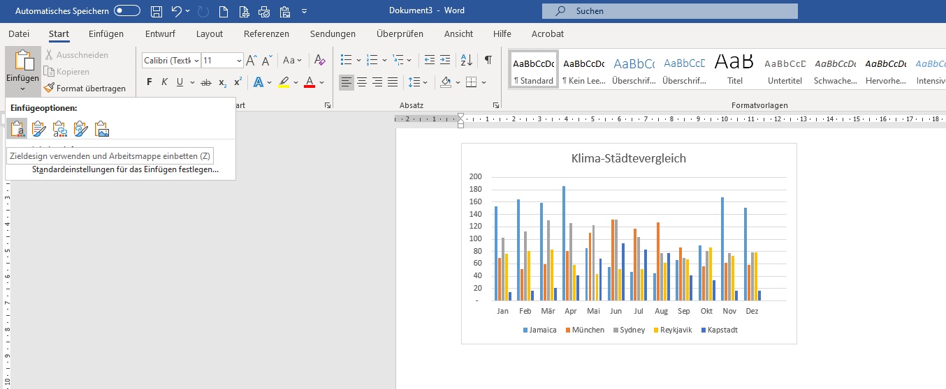 Einfach und schnell Tabellen und Diagramme aus Excel in Word einfügen
