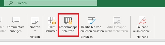 Ein Bild, das Screenshot enthält.
Excel Arbeitsmappe schützen
