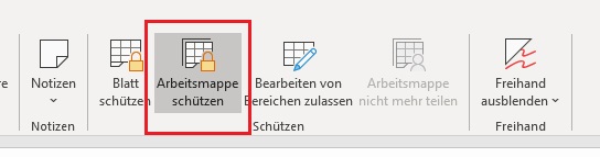 Ein Bild, das Screenshot enthält.
Excel Arbeitsmappe schützen