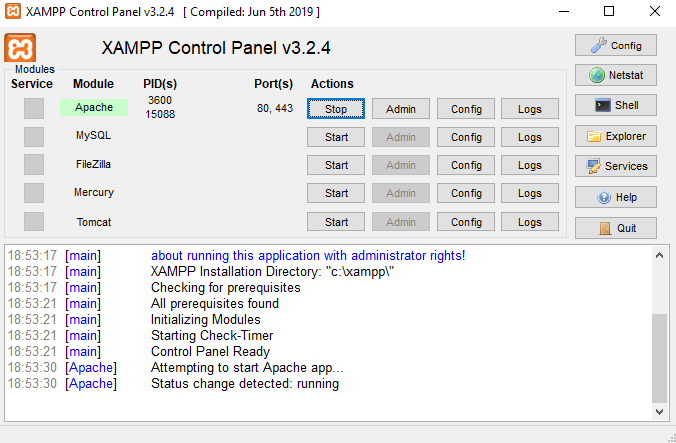 XAMPP Control Panel